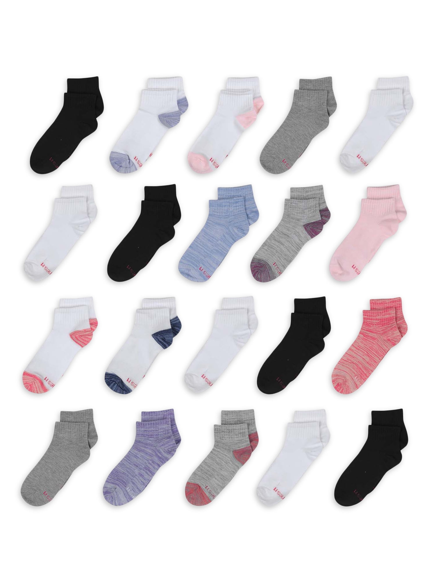 Hanes Girls Extreme Value Ankle Socks, 20 Pack