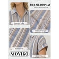 thumbnail image 4 of MOYIKO Womens Short Sleeve Striped Shirts Casual Button Down V Neck Work Blouses Tops, 4 of 7