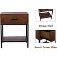 thumbnail image 3 of Brown Nightstand Modern End Table Side Table with Drawer and Storage Shelf Wood Night Stand Bedside Table, 3 of 5