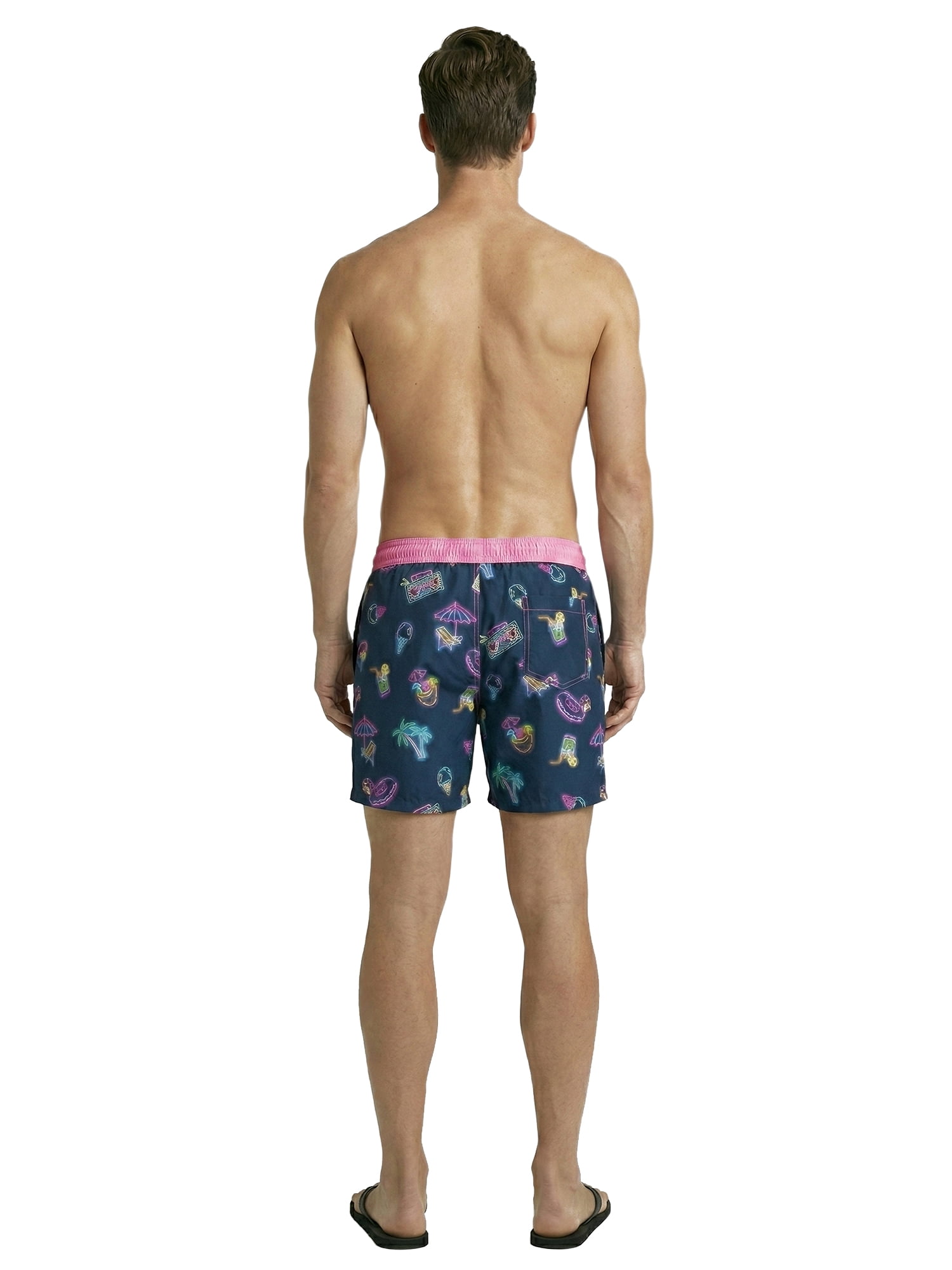 Birdie Bound Men's Printed Neon Pool Party Swim Trunks, Sizes S-3XL