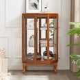 thumbnail image 7 of Farmhouse Oak Lighted Curio Cabinet with Glass Doors - 2-Door Display Case with Mirrored Back, Adjustable Shelves, and Built-in LED Light, 7 of 7
