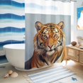 thumbnail image 5 of No Hook Shower Curtain, Blue Tiger Shower Curtains for Bathroom with See Through Top Window, Funny Animals Modern Art Waterproof & Washable Bath Curtain 60"x72", 5 of 9