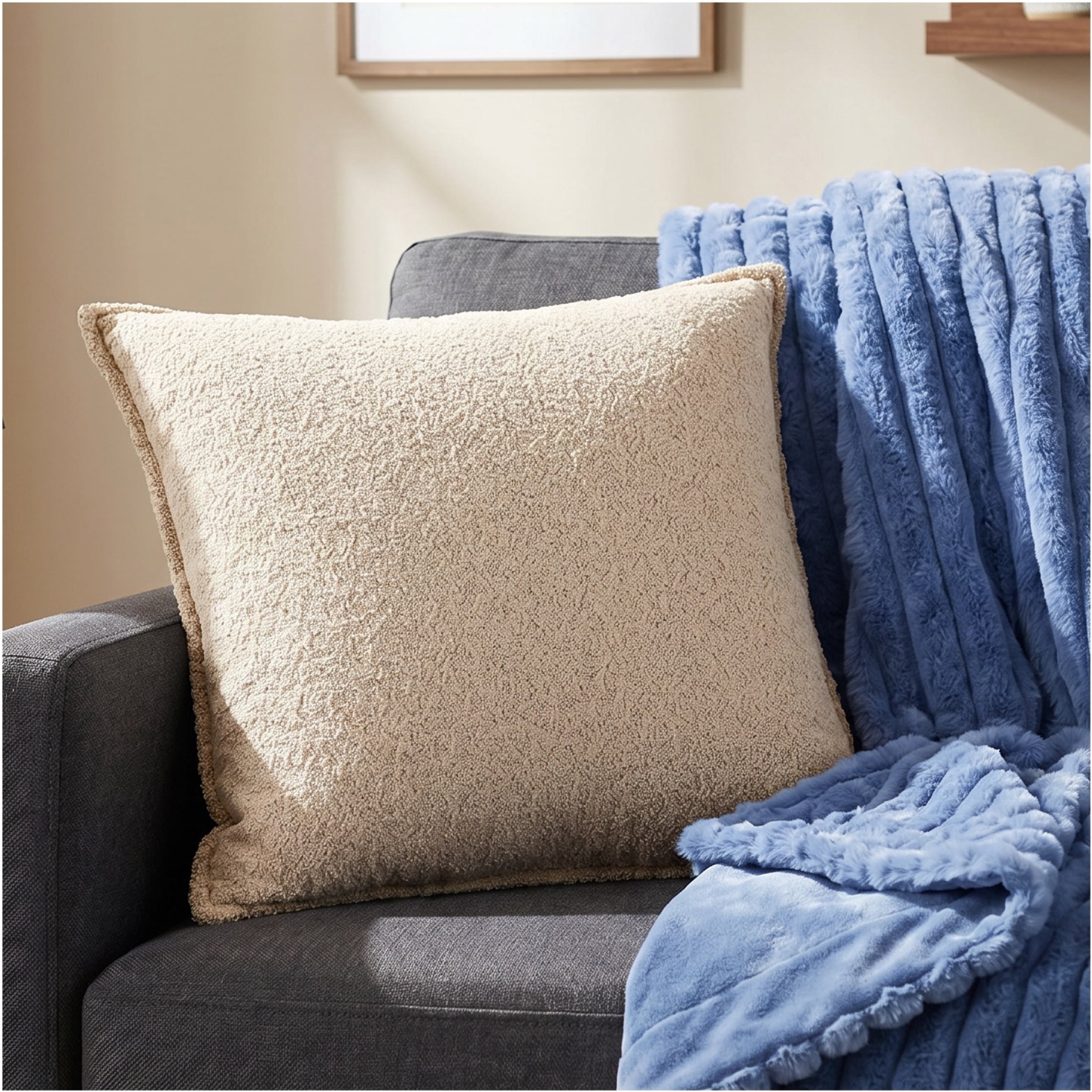 Mainstays 22" x 22" Beige Boucle Decorative Pillow