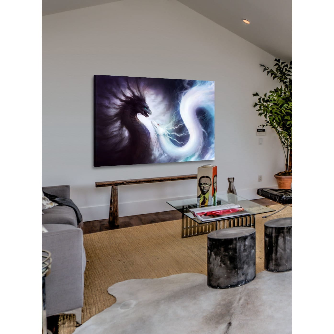 Marmont Hill "Yin and Yang Dragons" Painting Print on Canvas