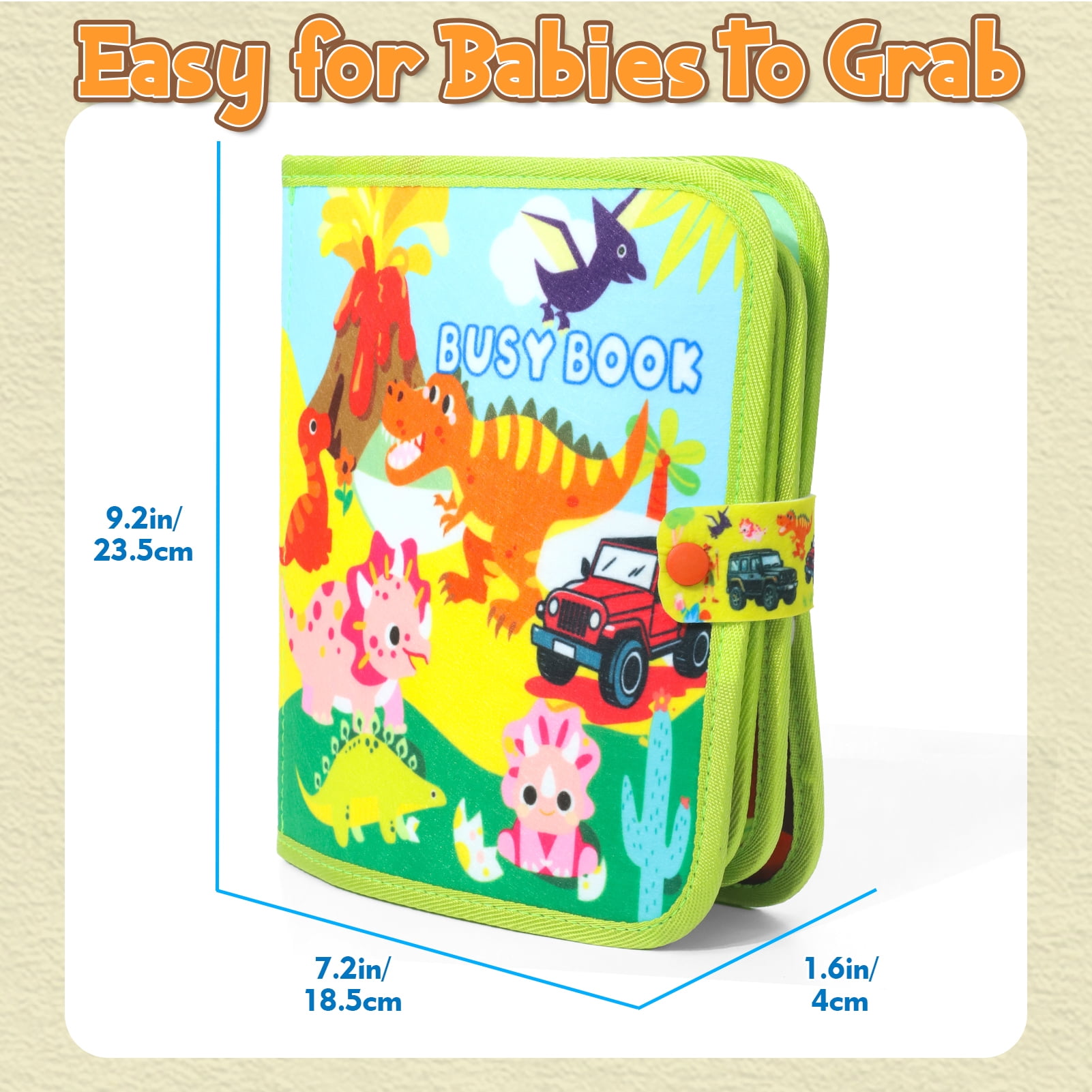 Wdmiya 20 in 1 Busy Book for 1 2 3 year old, Montessori Preschool Busy Book Toy Busy Board for Toddlers, Baby Sensory Book Learning Activities Toys Girls Boys Birthday Gifts, Dinosaur