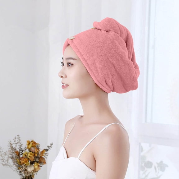 Microfiber Hair Towel Wrap for Women, Quick Dry Hair Turban with Button, Absorbent Bath Cap for Curly Long Hair, Anti Frizz Hair Drying Towel for Shower, Soft Velvet Head Scarf for Travel Gym Spa