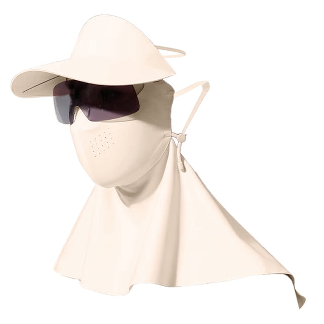 Klon Four In 1 Summer For Cycling With Long Ice Silk Scarf Full Face Sun Gear For Outdoor Riding Ice Silk Sunscreen Face Full Face Cycling Sunshade Hat Integrated