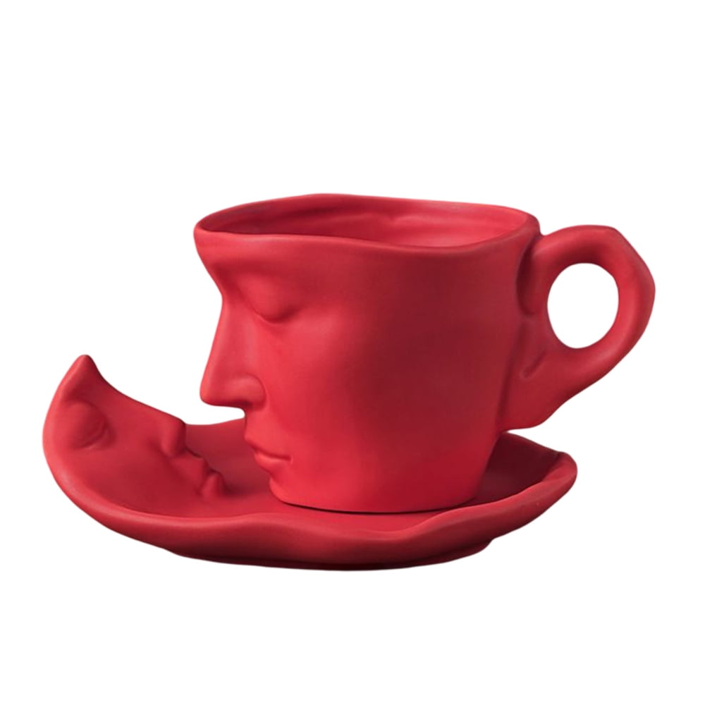 Creative Human Face Mug - Ceramic - Matte Texture - Red - Green