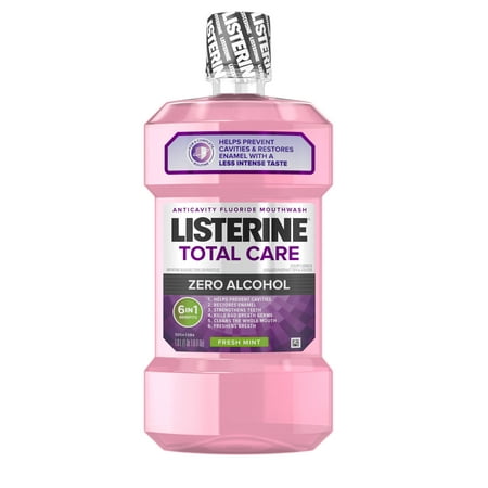 (2 pack) Listerine Total Care Zero Alcohol-Free Mouthwash, Fresh Mint, 1 (Best Non Alcohol Mouthwash)