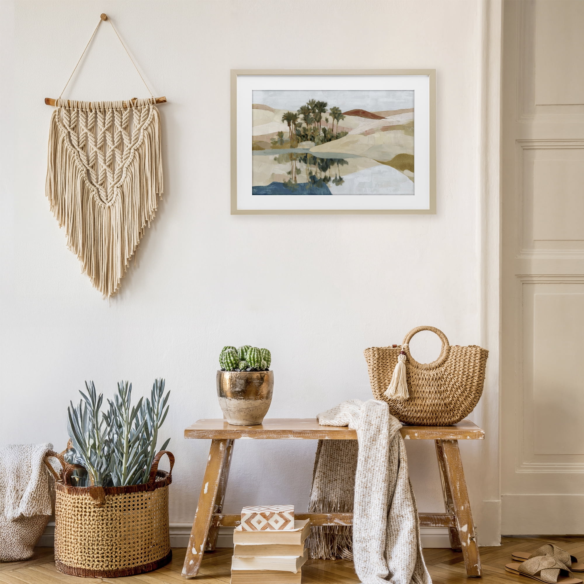 Stupell Industries Desert Oasis with Palm Reflection Birch Framed Print Under Glass, design by Chromatic Storm Studio