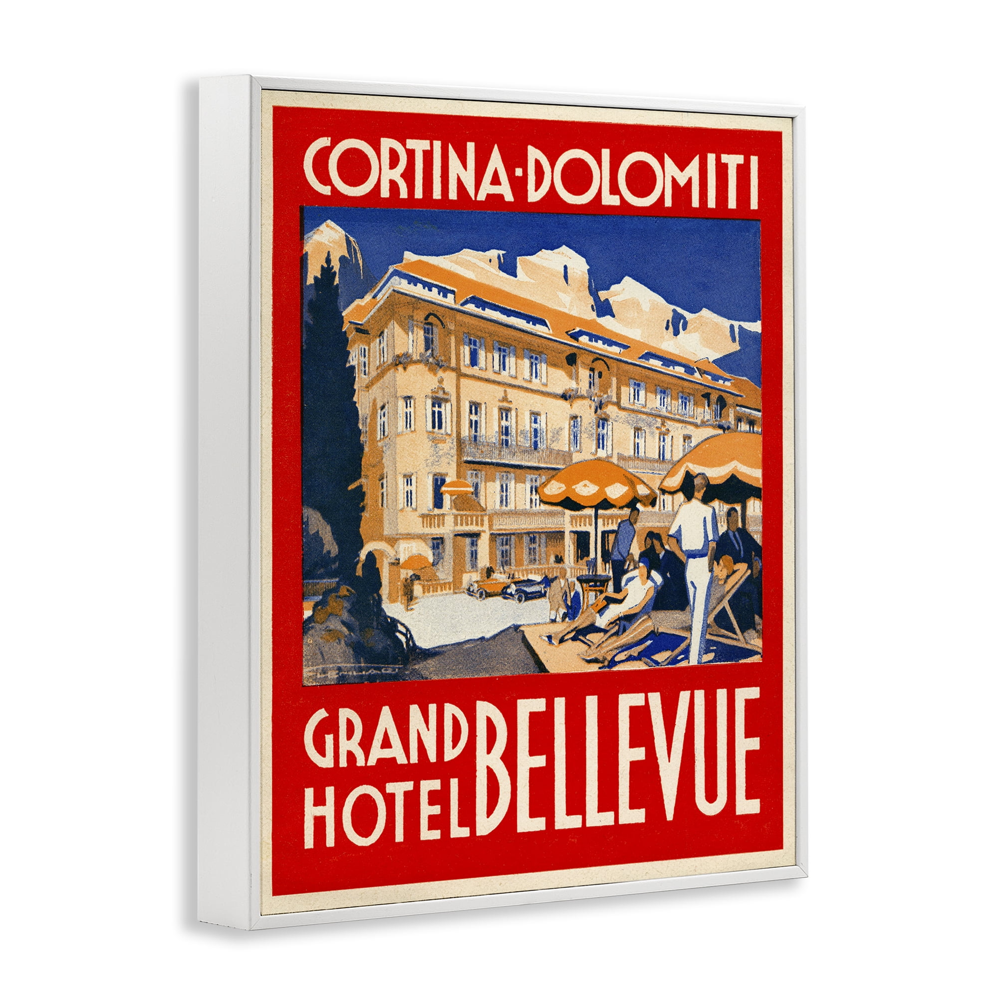 Stupell Industries Grand Hotel Bellevue Vintage White Framed Giclee Art, design by Print Collection
