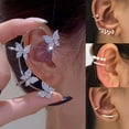 thumbnail image 2 of De pendientes de Clip de mariposa de hoja chapada en plata para mujer, Clips de oreja sin Piercing, brazalete de oreja de circón brillante, joyería de moda Gao Jinjia LED, 2 of 2