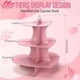 thumbnail image 3 of Heart Cupcake Stand 3 Tier Valentine Pink Dessert Display Cardboard Cupcake Stand Cake Tower Holder Decoration for Party, 3 of 4