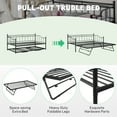 thumbnail image 4 of PAPROOS Twin Metal Daybed with Pop Up Trundle Bed, Heavy-Duty Steel Daybed for Bedroom Living Room, Modern Twin Size Daybed Frame with Adjustable Trundle, No Box Spring Needed, Black, 4 of 10