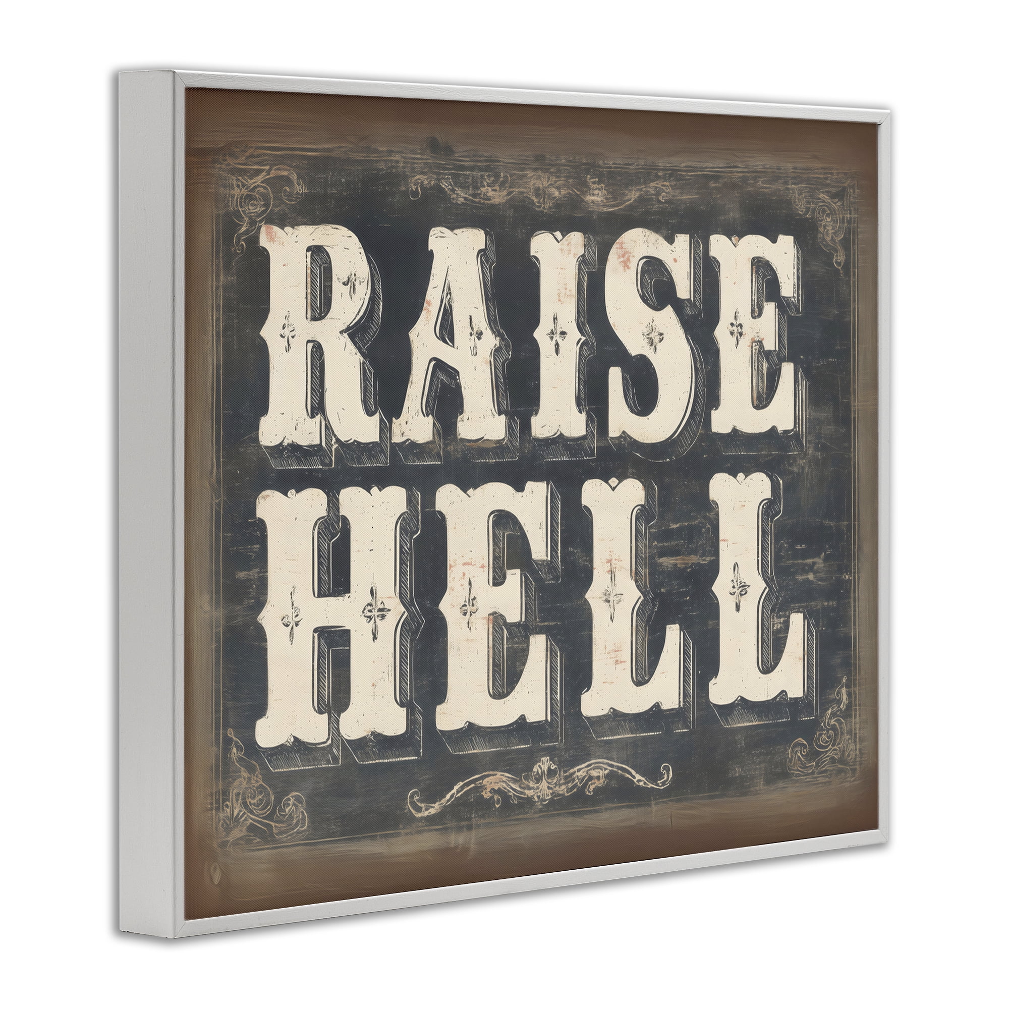 Stupell Industries Raise Hell Vintage Western White Framed Giclee Art, design by Arlington Prints