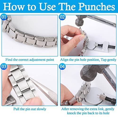 Watch Link Removal Tool Kit,Watch Pin Removal Tool with 12pcs Replacement Pins and 3pcs Pin Punches for Watch Band Remover,Watch Bracelet Sizing,Watch Strap Adjustment and Watch Repair