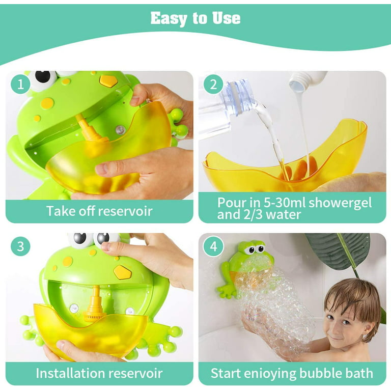 Baby Bath Bubble Toys Set,Tub Big Frog Automatic Bubble Maker Blower Toys  with 12 Music Baby Fun Shower Toys , for Boys, Girls