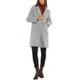 thumbnail image 2 of INSPIRE CHIC Women's Winter Coats Striped Notched Lapel Collar Single Breasted Outerwear Blazer Coat Grey XS, 2 of 5