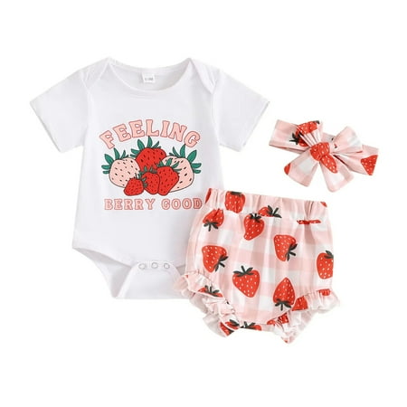 

WUDATI Toddler Boys Girls Set Halloween Chistmas Toddler Girls Boys Winter Girls Suit Strawberry Short Sleeved Camisole Trishorts + Hairband 3PCS