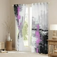 thumbnail image 3 of jejeloiu Retro Batik Geometric Blackout Curtains Set of 2 (52x84 Each),White Purple Black Window Curtains For Girls Teens, 3 of 6