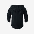 thumbnail image 6 of VSSSJ Mens Summer Cotton Linen Hoodie Button Down Casual Long Sleeve Striped Comfortable Breathable Relaxed Fit Hooded Shirt Top Black XXL, 6 of 9