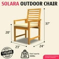 thumbnail image 3 of Tranquillo Solara Acacia Wood Outdoor Chair Set of 2 with Cushions – 500lbs Capacity, Weather-Resistant Patio Chairs for Garden, Deck, or Porch, 3 of 8