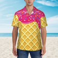 thumbnail image 2 of Gaeub Red Ice Cream Print Men's Hawaiian Shirt,Button Down Short Sleeves Shirts,Tropical Beach Casual Button Down Shirts,3X-Large, 2 of 7