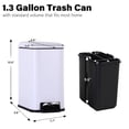 thumbnail image 3 of CL.HPAHKL 5L / 1.3 Gallon Step Trash Can, Stainless Steel Slim Bathroom Trash Bin with Lid & Removable Inner Bucket, Pedal Garbage Can for Kitchen, Bathroom Small Spaces (1, White), 3 of 8
