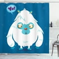 thumbnail image 1 of Bigfoot Shower Curtain, Cartoon Fury Monster with Small Feet and Goofy Expression on Face, Fabric Bathroom Set with Hooks, 69W X 84L Inches Extra Long, Cobalt Blue White Pale Blue, by Ambesonne, 1 of 3