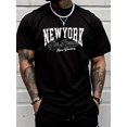thumbnail image 1 of Camiseta informal con estampado creativo "Nueva York" para hombre, cuello redondo y manga corta, estilo urbano moderno para adultos, hombres, mujeres, adolescentes y jóvenes., 1 of 7