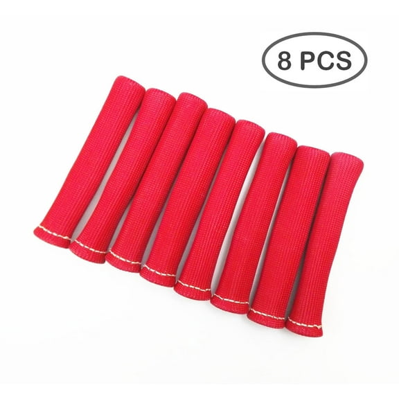 8Pcs Red 1200?F Car Spark Plug Wire Boots Heat Shield Protector Sleeves SBC BBC 350 454