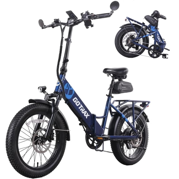 GOTRAX F2V2 Folding 20" Electric Bike for Adults, 7-Speed, 20 mph&50 Mile, 300 lb Max Load, Blue