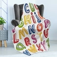 thumbnail image 4 of Educational Soft Flannel Fleece Throw Blanket, Hand Drawn Colorful 3D Style ABC Letters Kids Patterns Joyful Fun Design, Cozy Plush for Indoor and Outdoor Use, 50" x 60", Multicolor, by Ambesonne, 4 of 5