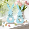 thumbnail image 2 of Easter Bunny Decorations for Table 2 Pack Wooden Tabletop Decorations for Home Easter Decor Multicolor 5.12 in, 2 of 6