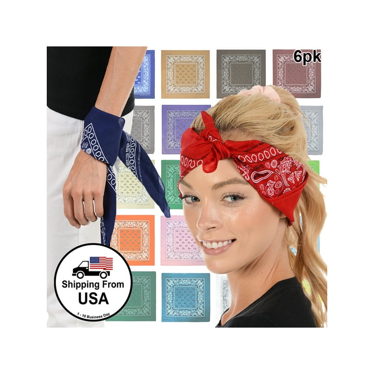 BASICO 6pk Lime Green Paisley Bandana Face Covering | 100% Cotton