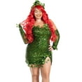 thumbnail image 1 of SUNSIOM Costume de Luxe Lierre Vert pour Femmes, Robe Sans Manches à Paillettes avec Ensemble de Gants, 1 of 5