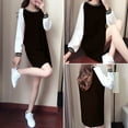 thumbnail image 3 of Wuffmeow Women Color Blocks Mini Dress O-Neck Sweater Long Shirt Casual Long Sleeve Pullove Dress, 3 of 5