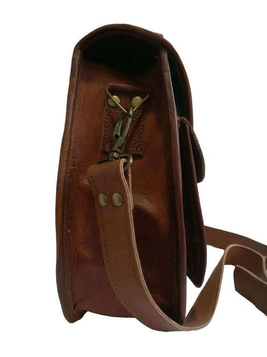 MaheTri Leather Crossbody Satchel Bag Vintage Brown Purses Handbags for Women and Girls