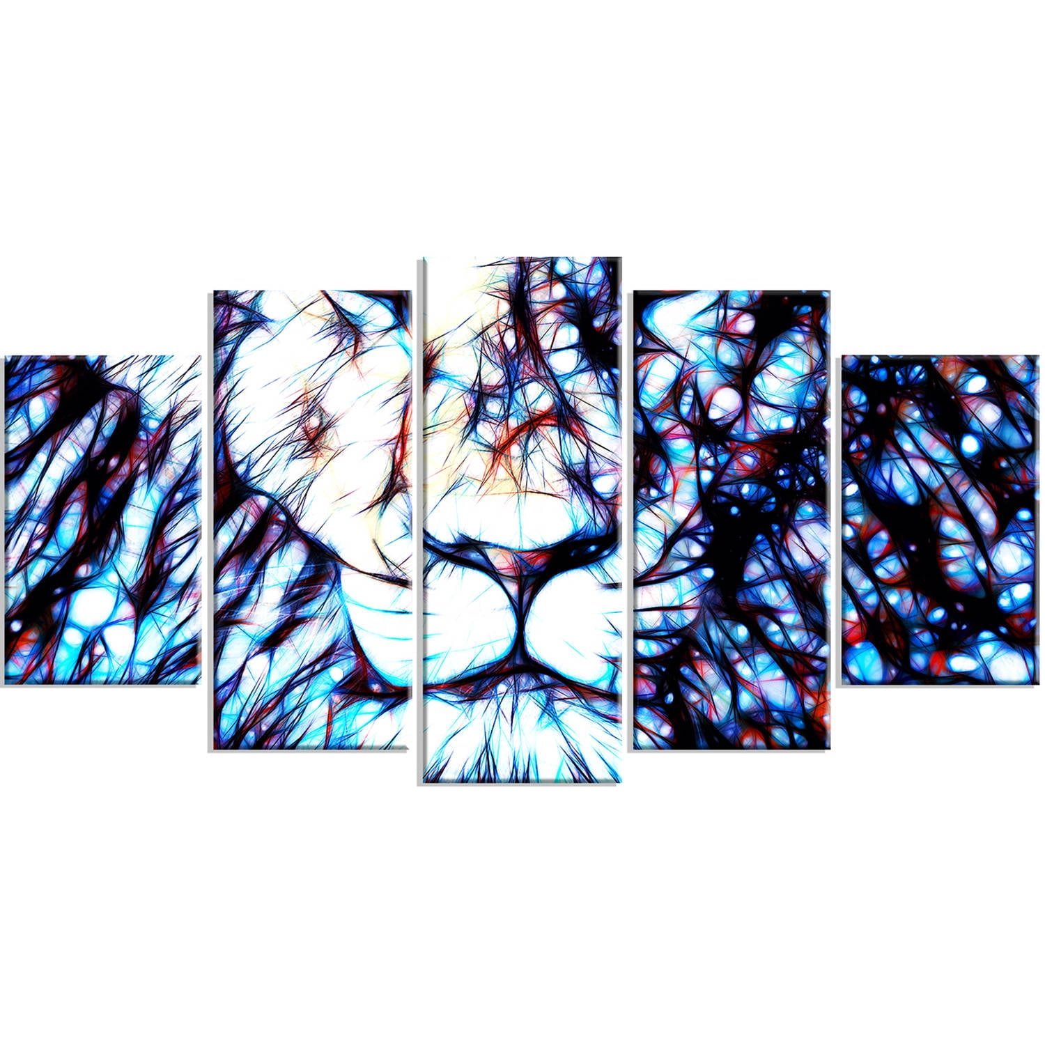 Design Art Leader of the Pack, Lion Art on Canvas, 5 Panels, 60" x 32"