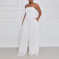 thumbnail image 4 of Womens Summer Jumpsuits Overalls Tube Sleeveless Chiffon Outfits Wide Leg Casual Dressy Pleated Rompers Pocket Ladies Comfy Plus Size 2026 Trendy Outfits Flowy Straight Leg Clothes, 4 of 4