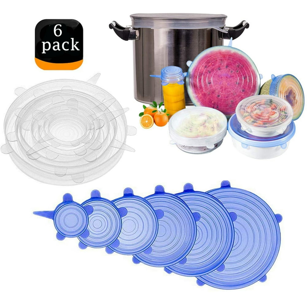 LNKOO Silicone Stretch Food Covers 6Pack 100 Platinum Food Grade