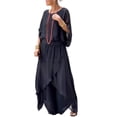 thumbnail image 2 of ZenCart Women's Casual Two Piece Chiffon Set Plus Size Mother of Bride Dressy Suit Crew Neck Top Wide Leg Pant Flowy Wedding Guest Outfit, 2 of 7