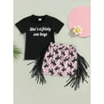 thumbnail image 2 of Arvbitana Toddler Baby Girls Cowgirl Skirt Set Letters Print Short Sleeve T-shirt + Horse Print Tasseled Skirt Summer Western Outfit 2Pcs 6M-4T, 2 of 9