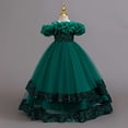 thumbnail image 5 of HJYCHN Girls' Dresses off Shoulder Long Layered Tutu Gown with Ruffled Neckline for Toddler Dress 7-8 Years, 5 of 9