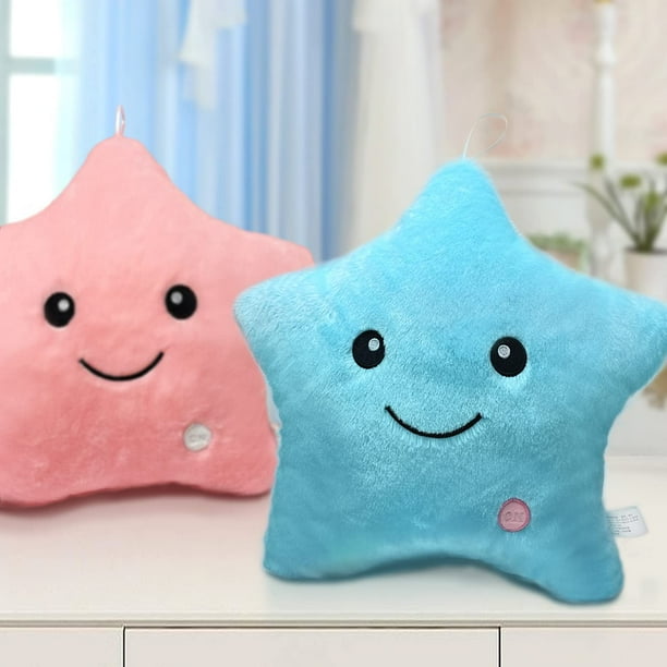 Azul almohadas de estrellas 40 35 cm almohadas decorativas 3D almohadas de felpa para ninos almohadas de estrellas LED suaves almohadas de felpa para ninos almohadas super suaves Bodega Aurrera en lin...