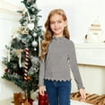 thumbnail image 4 of XIMIN Girls Ruffle Mock Neck Base Layer Shirt Kids Toddler Long Sleeve Fleece Thermal Top Solid Color Cute Underwear, 4 of 6