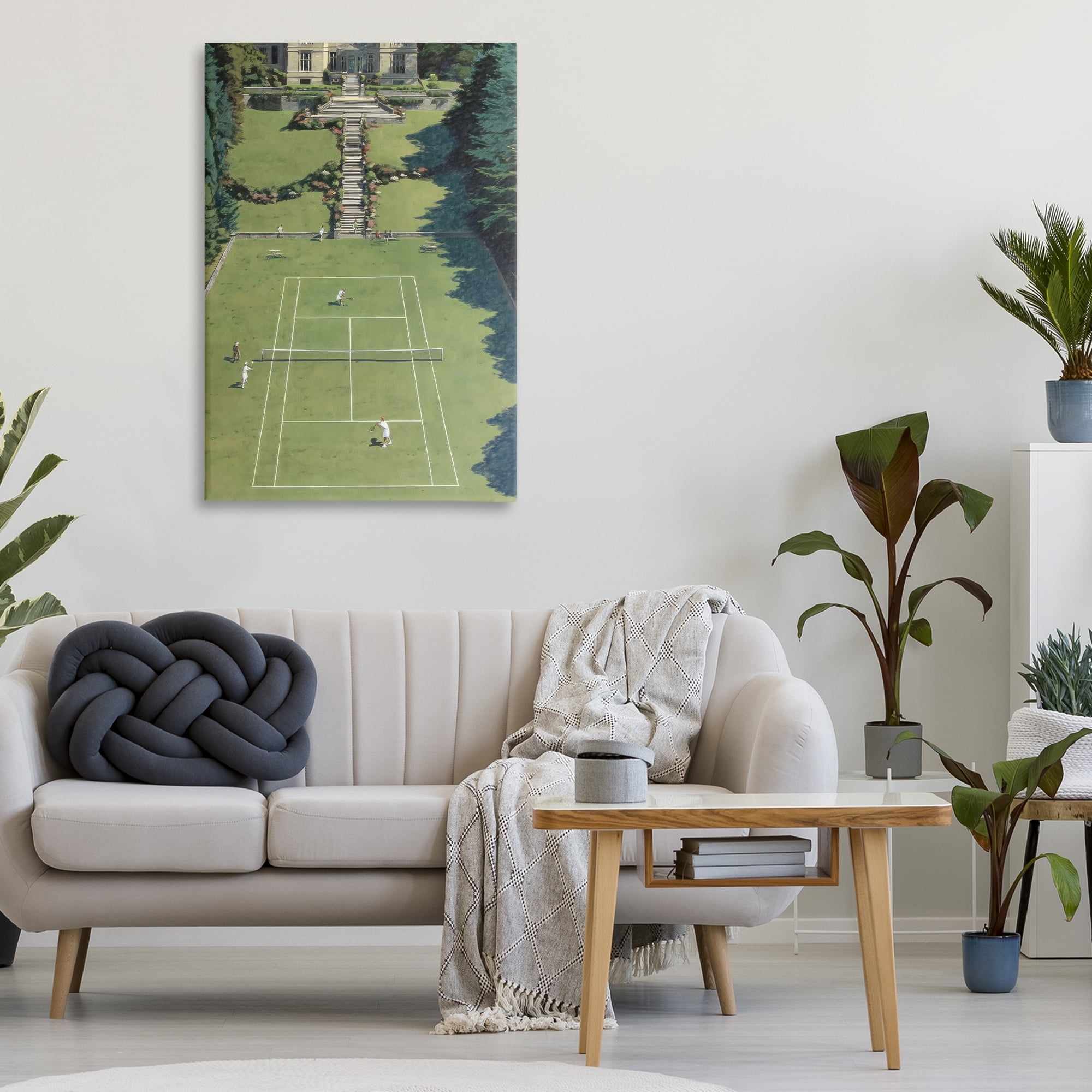 Stupell Industries Tennis Court at Mansion Canvas Wall Art, design by Petal Prints Design
