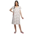 thumbnail image 1 of Moomaya Robe de Nuit en Coton à Manches Courtes Longueur Genou Imprimée pour Femmes, 1 of 4