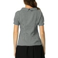 thumbnail image 3 of MODA NOVA Juniors 1950s Round Collar Short Sleeve Checked Tops Black XS, 3 of 5
