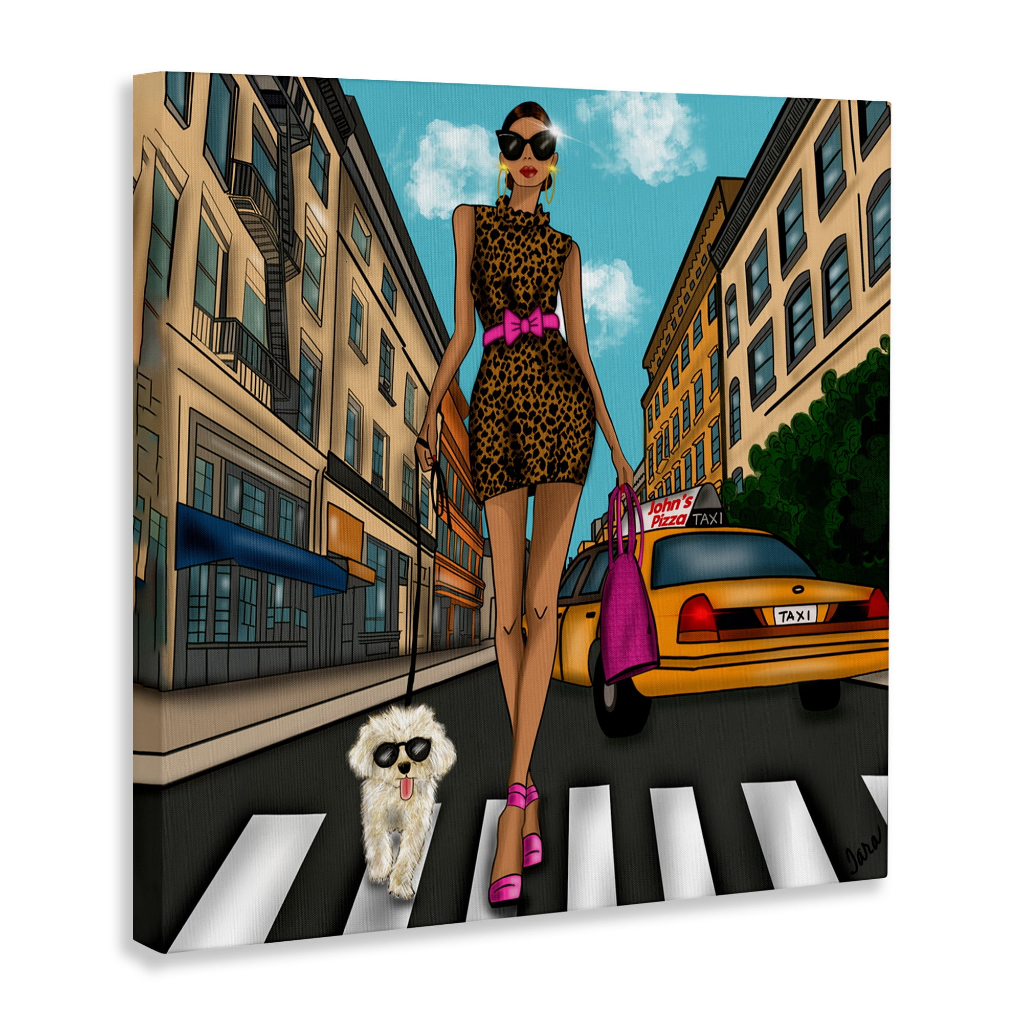 Stupell Industries Fashion Girl in Big City Canvas Wall Art, design by Tara Boone